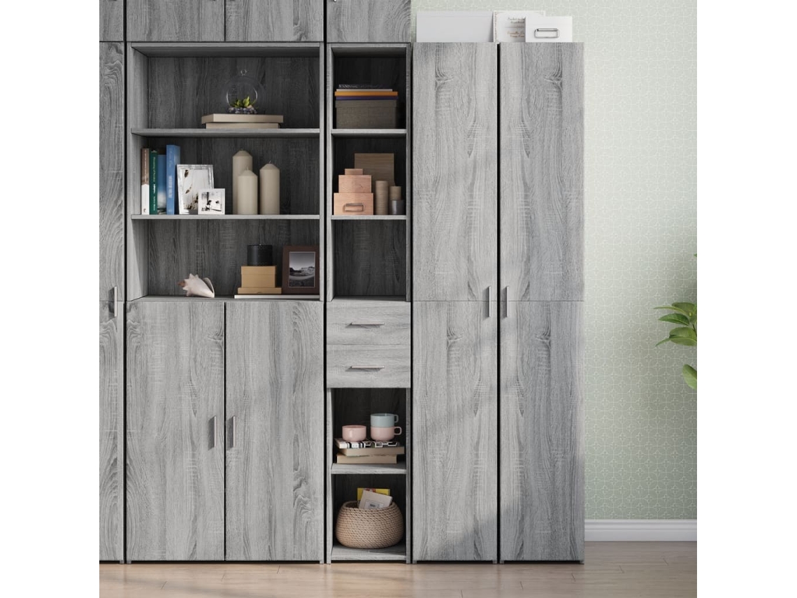 Vidaxl Armário Alto 30x42,5x185 Cm Derivados De Madeira Cinza Sonoma