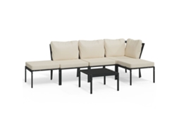 Conjunto de 6 Jardim Aço Lounge C/ Almofadões Areia MAISON EXCLUSIVE (6 pcs)