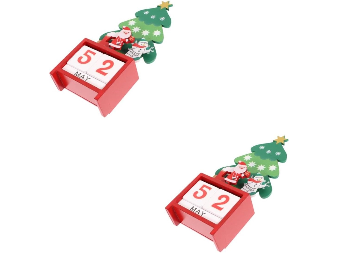 Calendário do Advento Amosfun de 2 Peças, Mesa Perpétuo Natal, Blocos Natal