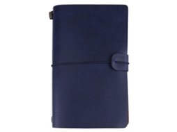 Caderno De Viagem Clássico De Couro Sintético, Personalizado, Recarregável, Azul Escuro.