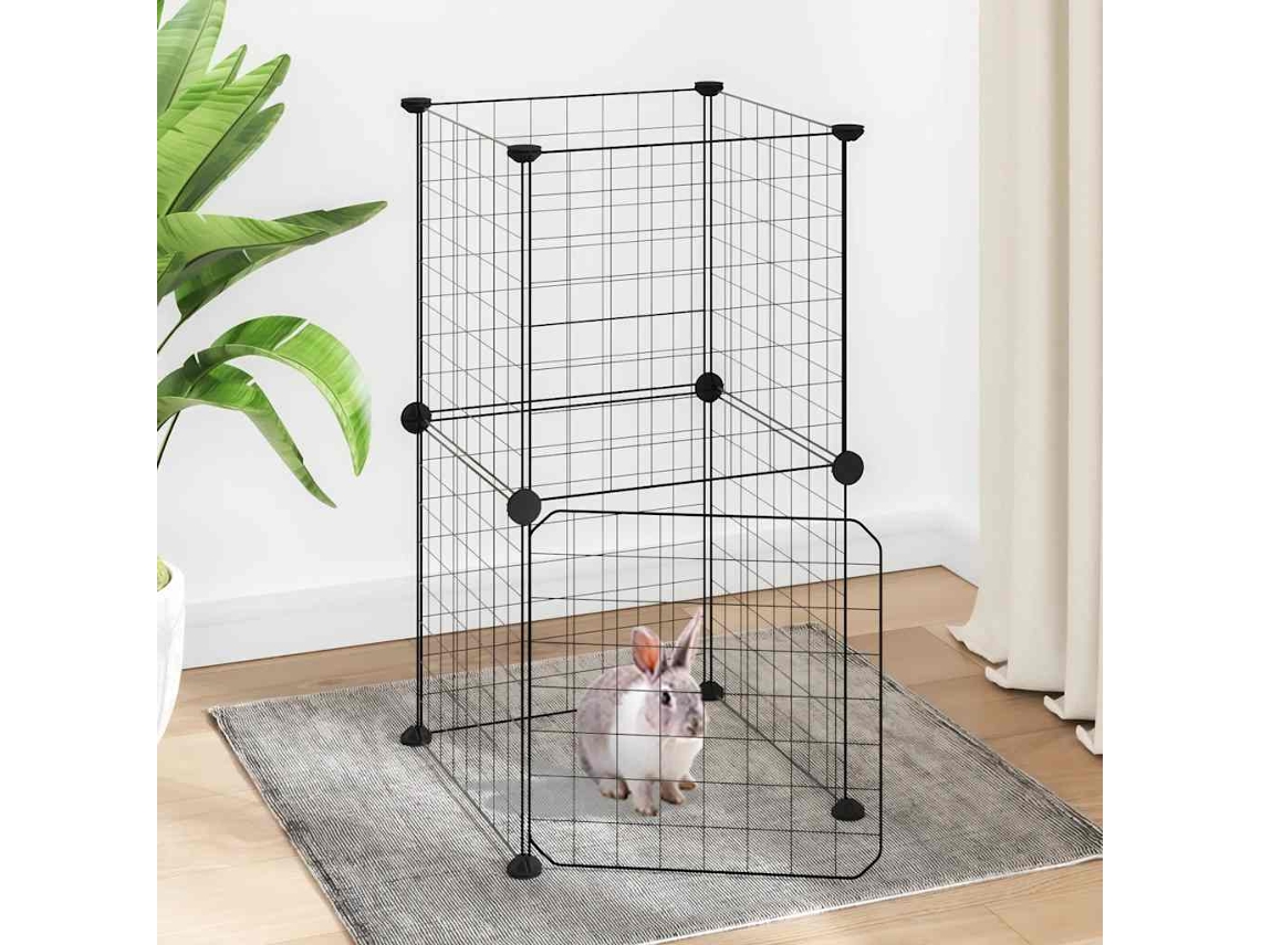 Vidaxl Gaiola P/ Animais De 8 Painéis C/ Porta 35x35x70 Cm Aço Preto