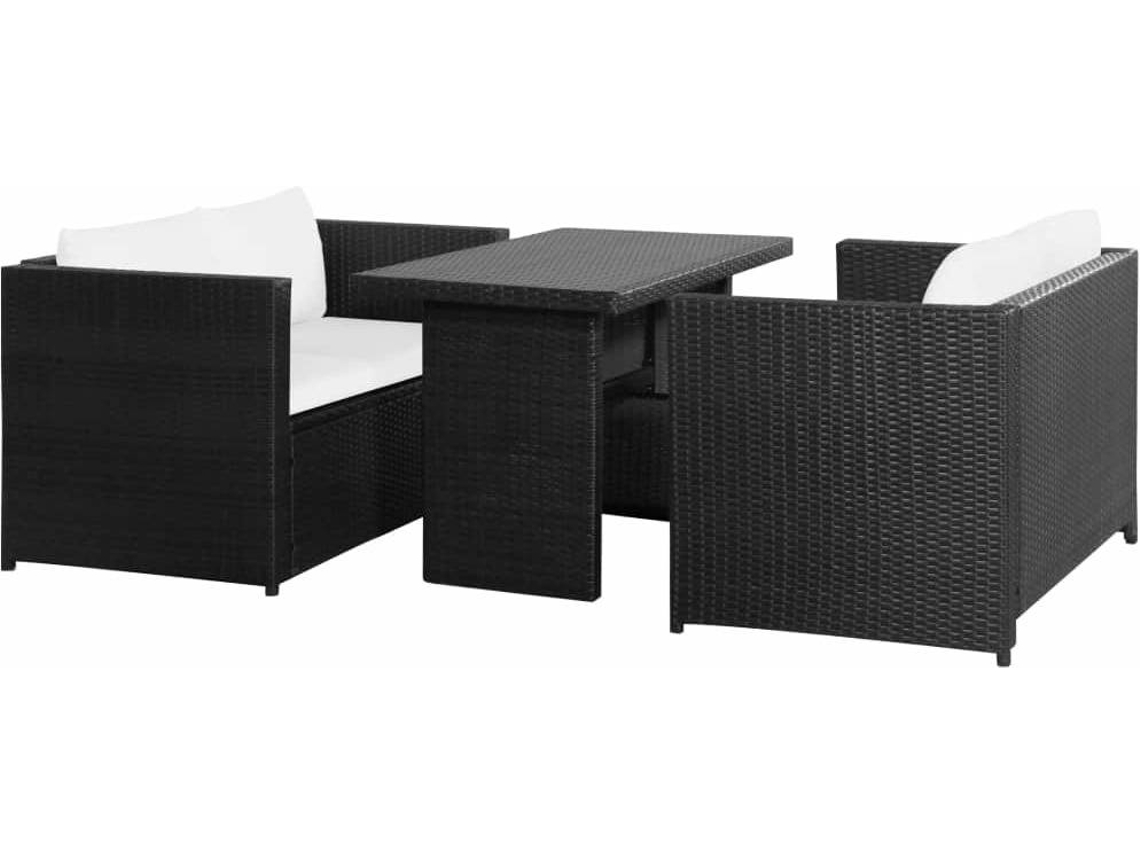 Conjunto de sofás para jardim VIDAXL vime PE preto (11 peças) Worten.pt