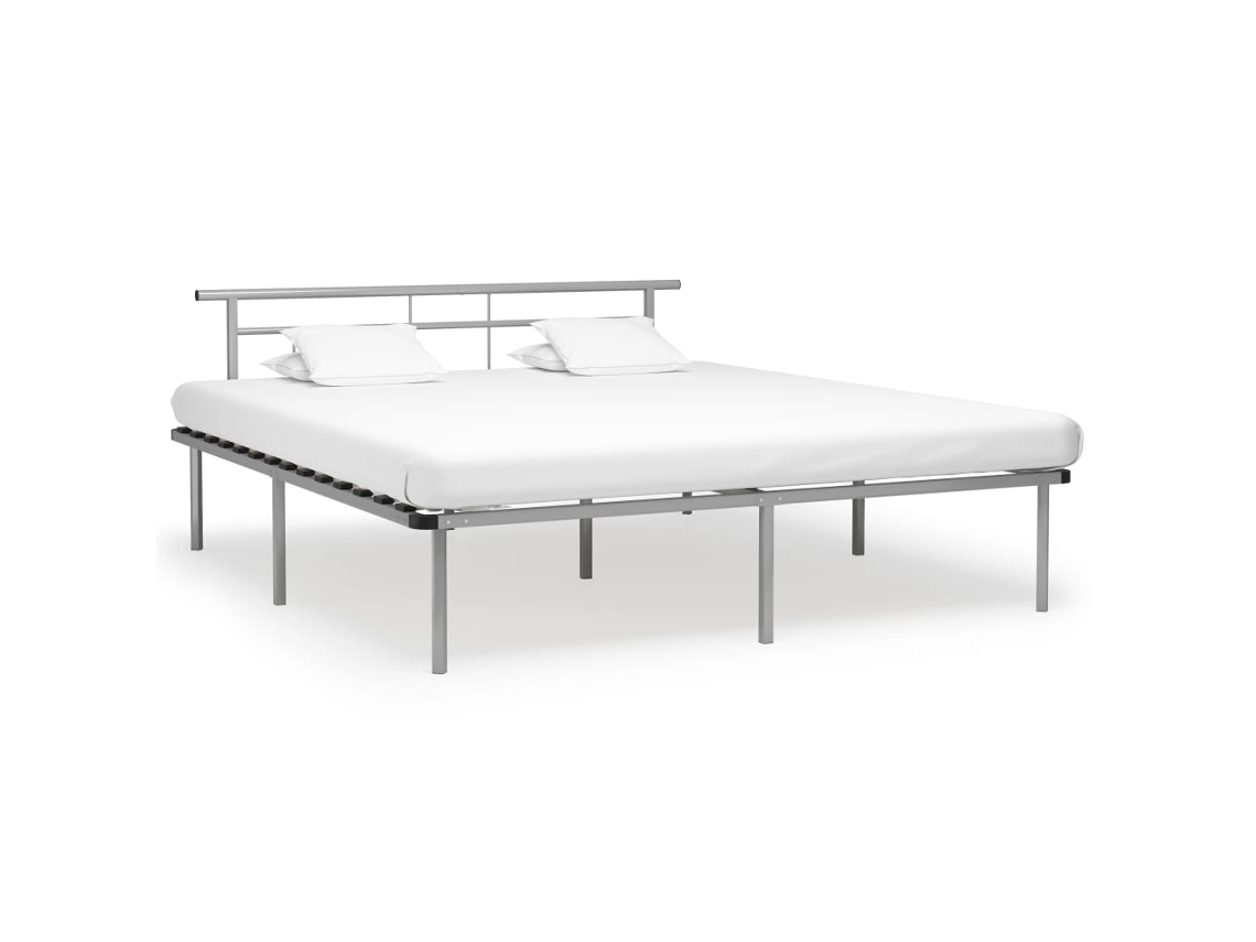Bed Frame, Bed Frames Vidaxl Cinzeto Metal (200 X 200 Cm)