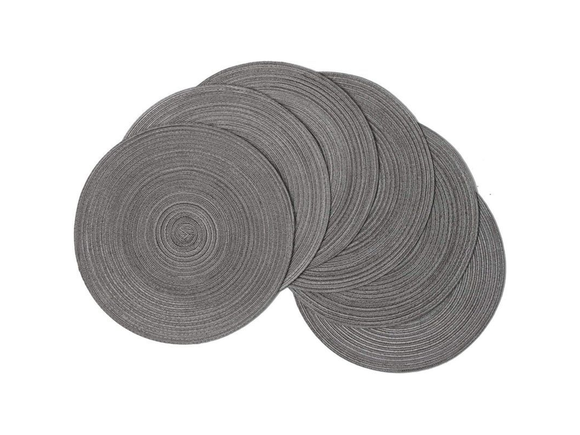 Conjunto de 6 toalhas de mesa redondas Nova Line, laváveis, resistentes ao calor, anti-deslizantes, bege