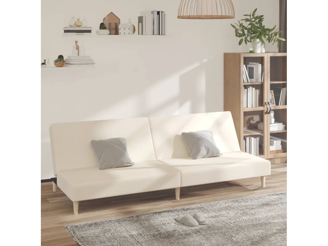 Sofá cama de 2 Lugares Tecido Cor Creme SYFAX