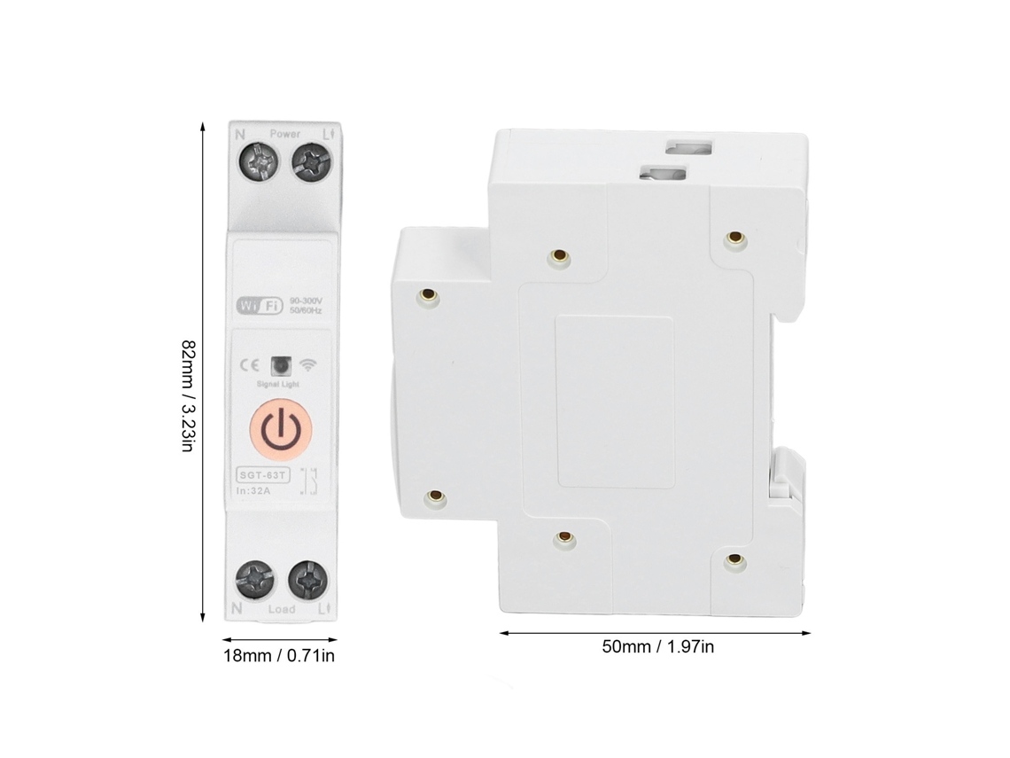 Laxiscreed Disjuntor Din De Alta Corrente Com Ligações Wi-fi Para Controlo Remoto Ac 90-300v
