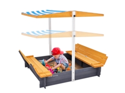 Caixa De Areia De Madeira Com Cobertura Para Crianças Dos 3 Aos 12 Anos 145,5 X 120 X 120 Cm Vevor