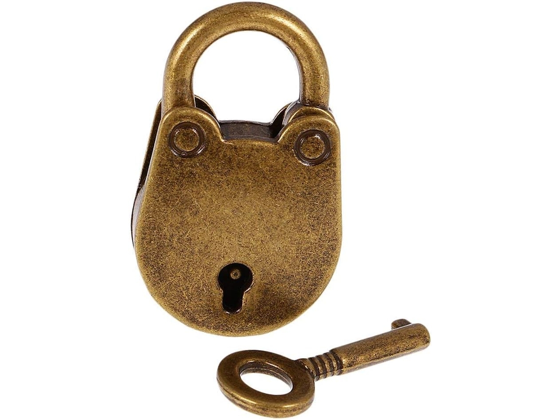 Cadeado com Chave em Formato de Mini Urso, Estilo Vintage Antigo BRILVIBERA