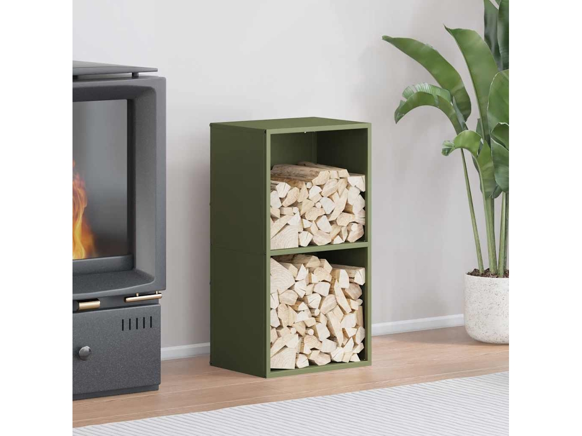 Vidaxl Suporte Para Lenha Aço Laminado A Frio Verde Azeitona