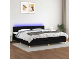 Vidaxl Cama Box Spring C/ Colchão e Led 200x200 Cm Tecido Preto