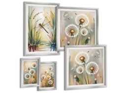 Conjunto De Pinturas Libélulas Florais No Estilo Da Natureza Espelharte (5 Peças)