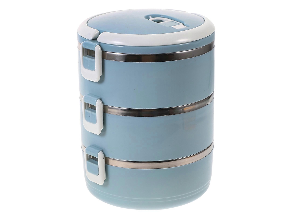 Caja de Almuerzo Apilable de Acero Inoxidable Bento 3 Niveles Portátil Con Diseño Hermético 2.1l 20x15cm