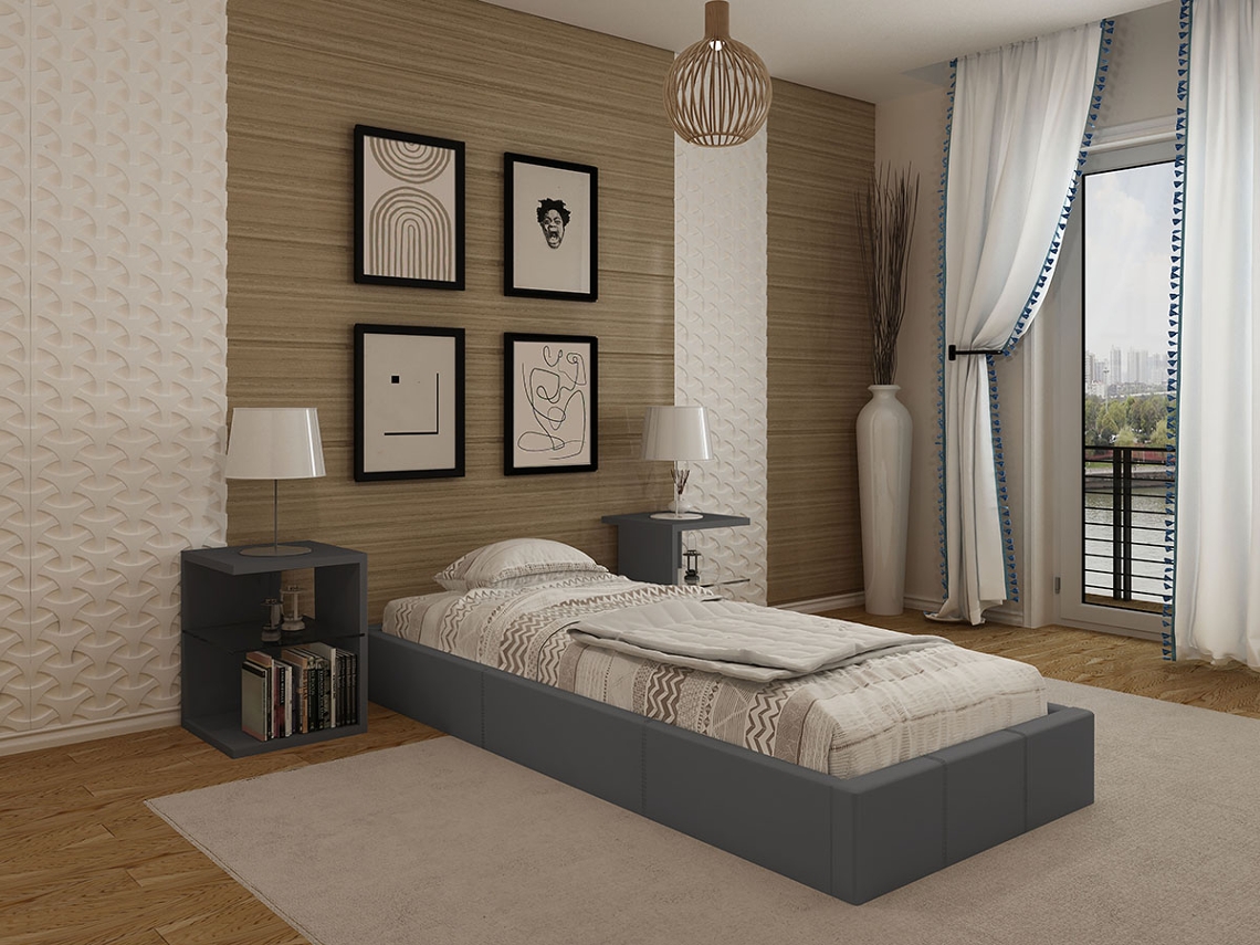 Sommier Home com Estrado Elevatório (Cinza)(200x90 cm)