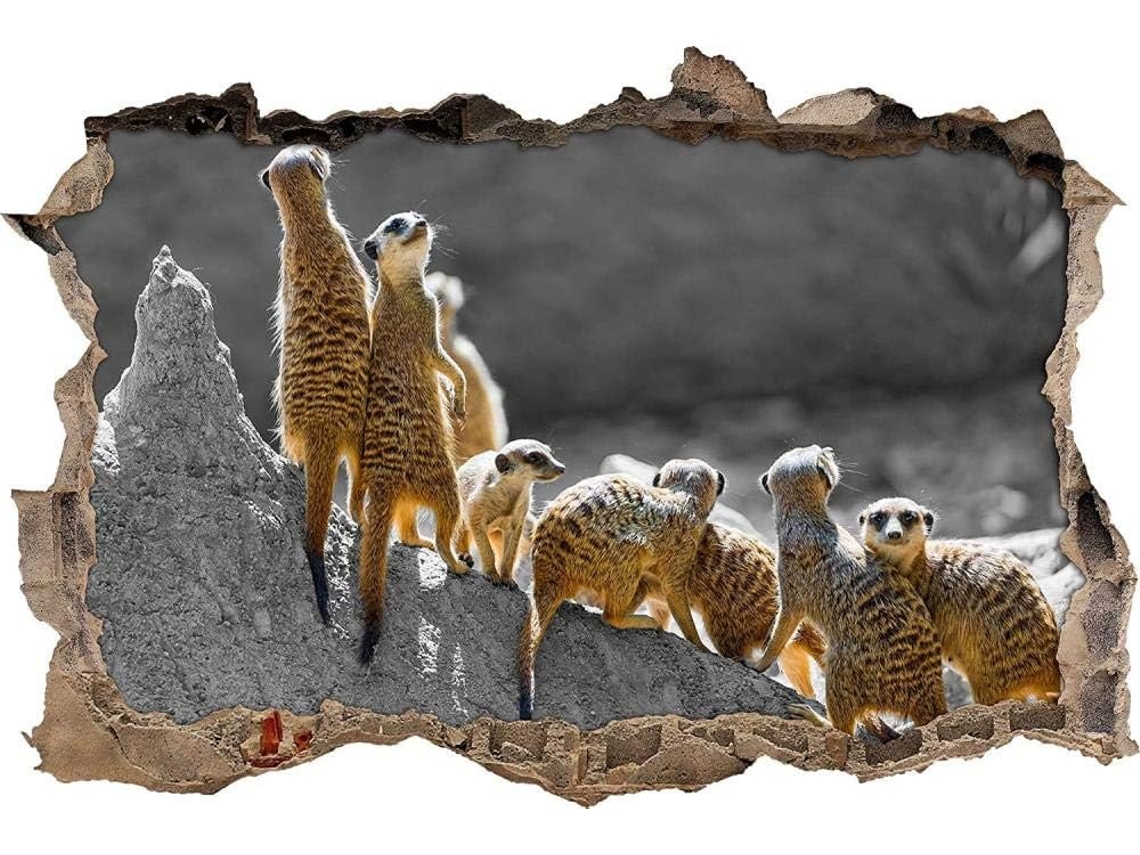 Adesivos Muraux Família Suricate Autocollant Adesivo Mural Para Salão De Beleza Chambre Cuisine Bureau Adulto Enfant 56x81cm