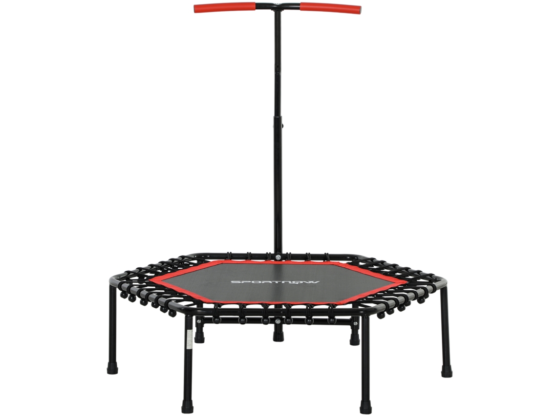 Trampolim fitness 114 cm, vermelho, silencioso, cordas elásticas, alça 3 posições S/MARCA