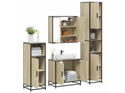 Vidaxl 4 Pcs Conj. Móveis Casa Banho Derivados Madeira Carvalho Sonoma