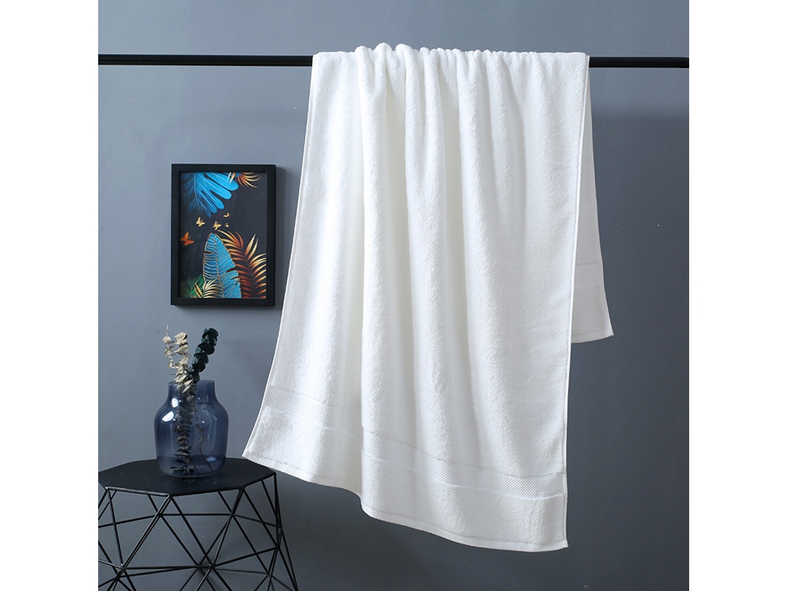 Toalha de Banho Extra Grande 80x160cm, Algodão de Fibra Longa 800g, Grossa, Absorvente, Secagem Rápida, Branca BRILVIBERA