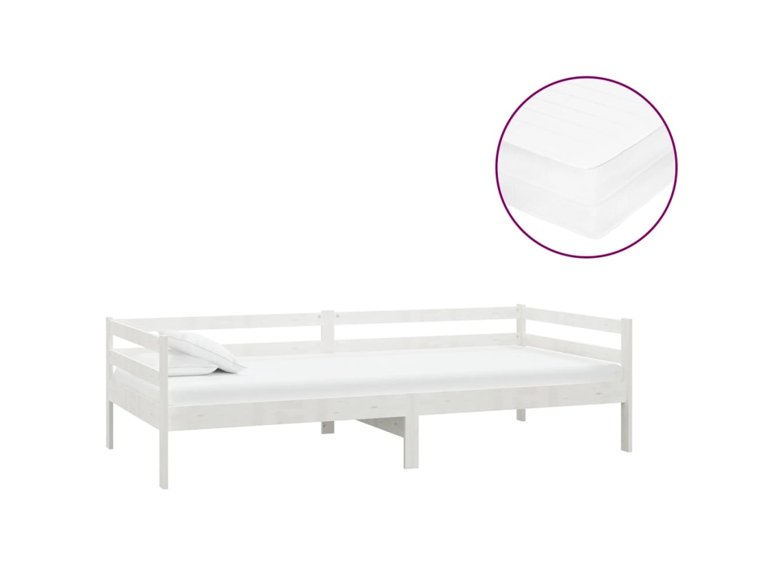 Sofá cama com Colchão 90x200 Cm Pinho Maciço Branco MAISON EXCLUSIVE