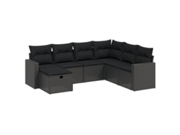 Conjunto de 7 Sofás para Jardim com Almofadões Vime Pe Preto MAISON EXCLUSIVE (N/A)