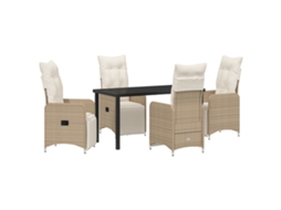 Conjunto 5 De Jantar De Jardim Com Almofadas Vidaxl Bege Em Rattan Polímero