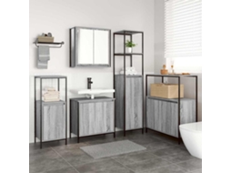 Vidaxl Conjunto De Móveis Para Banheiro 5 Unid. Sonoma Cinza E Preto