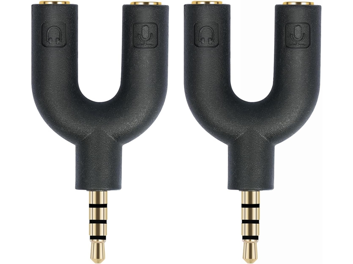 Pacote Com 2 Adaptadores Divisores Trrs Para Microfone De 3,5 Mm