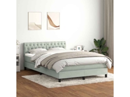 Vidaxl Cama Box Spring C/ Colchão E Led 160x210 Cm Veludo Cinzento-claro