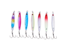 Deep Sea Jigging Lures, Long Casting Saltwater Fishing, 7 Pcs With Hooks And Box