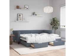 Vidaxl Sofá-cama C/ Gavetão E Gavetas 90x200 Cm Veludo Cinzento-escuro
