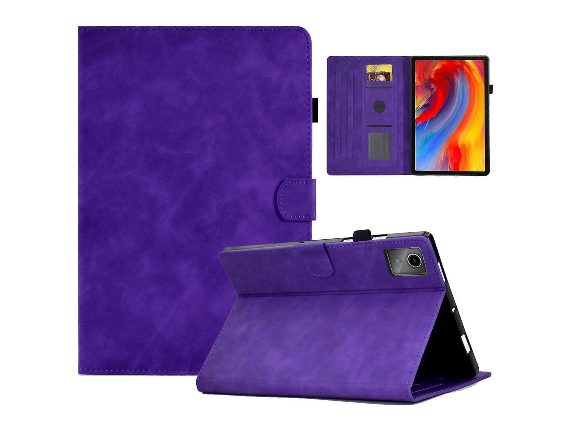 Capa Para Lenovo Tab M11 Xiaoxin Pad 11 2024 Com Padrão Em Relevo, Porta Cartões, Couro E Tpu, Protetora Tablet Roxa. Tuotuo
