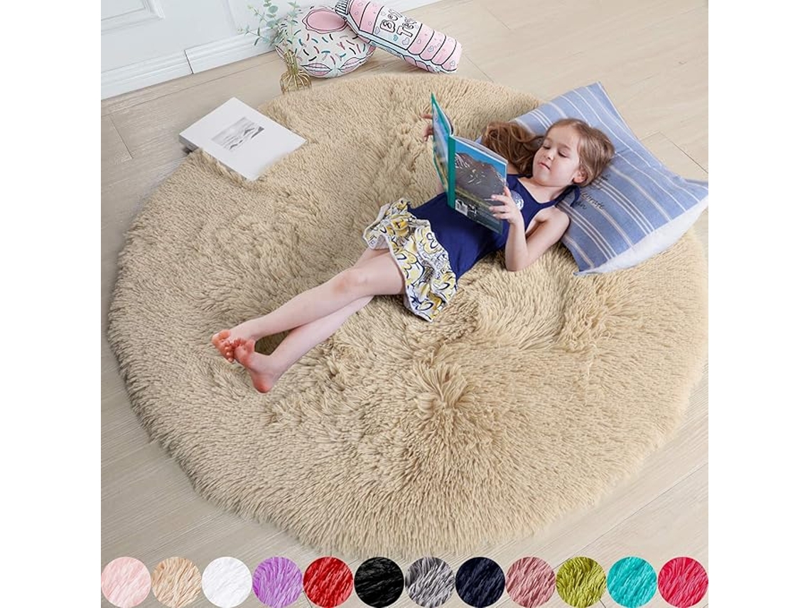 Tapete Redondo Bege Para Quarto, Tapete Circular Fofo 62,9 X 62,9 Para Quarto De Criança, Tapete Peludo Para Quarto De Adolescente, T Ehstmind
