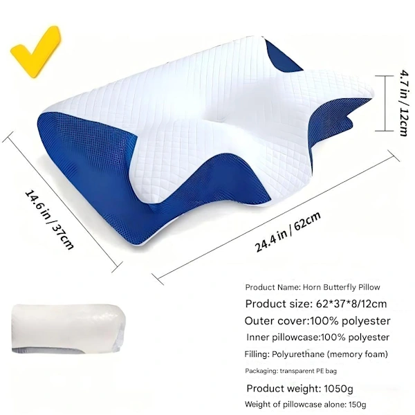 Travesseiro Cervical Ortopédico, 2 em 1, Ergonômico, Anatômico, Alívio da Dor, Alívio no Pescoço, 1 Unidade, Azul AQUAFORGE
