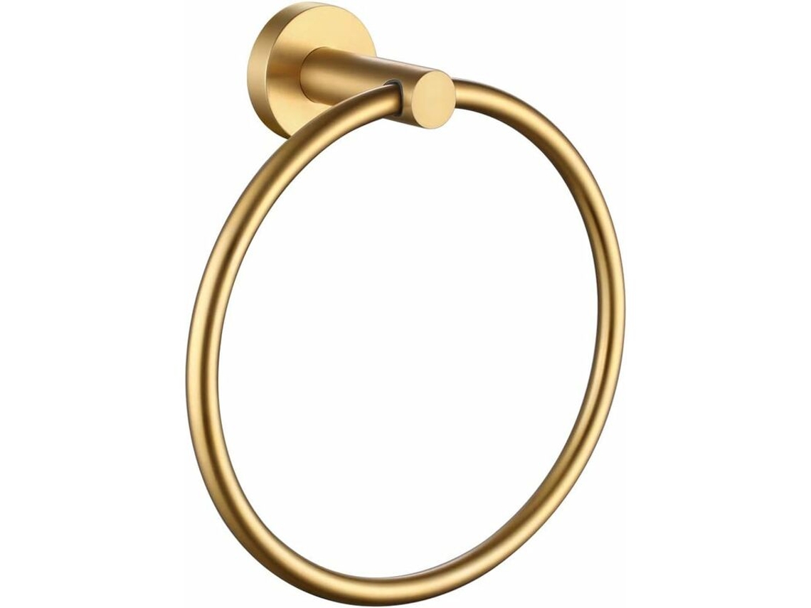 Porta toalhas Redondo em Aço Inoxidável Sus 304 com Acabamento Dourado Escovado, Ideal para Banheiros Modernos, Lavabos e Cozinhas AQUAFORGE