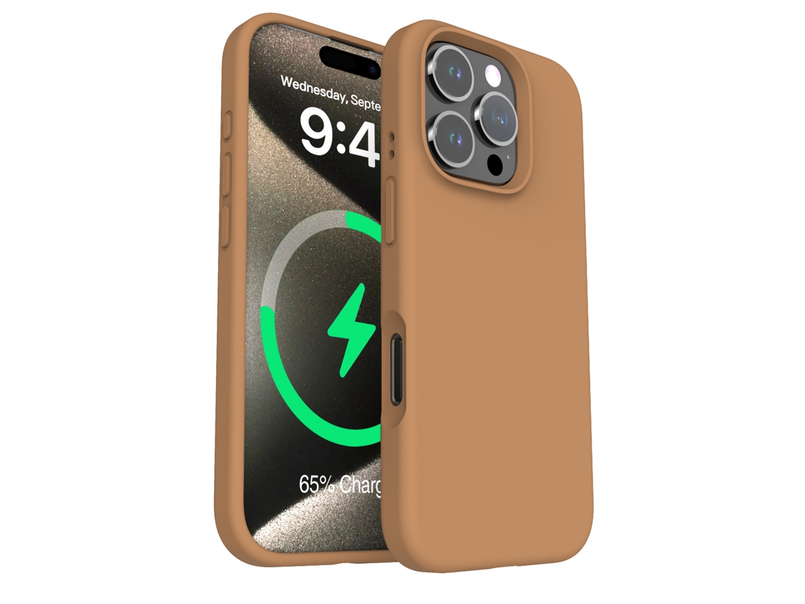 (cáqui, Iphone 13) Capa Magnética De Silicone Líquido Para Iphone, Cor Sólida E Simples.