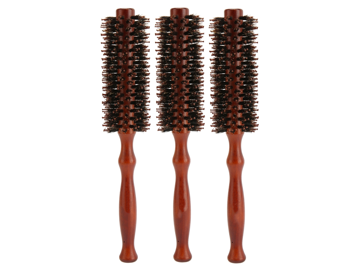 2026 3pcs Cepillo Redondo de Pelo Resistente a Altas Temperaturas Con Mango de Madera para Peinado En Casa Y Salón