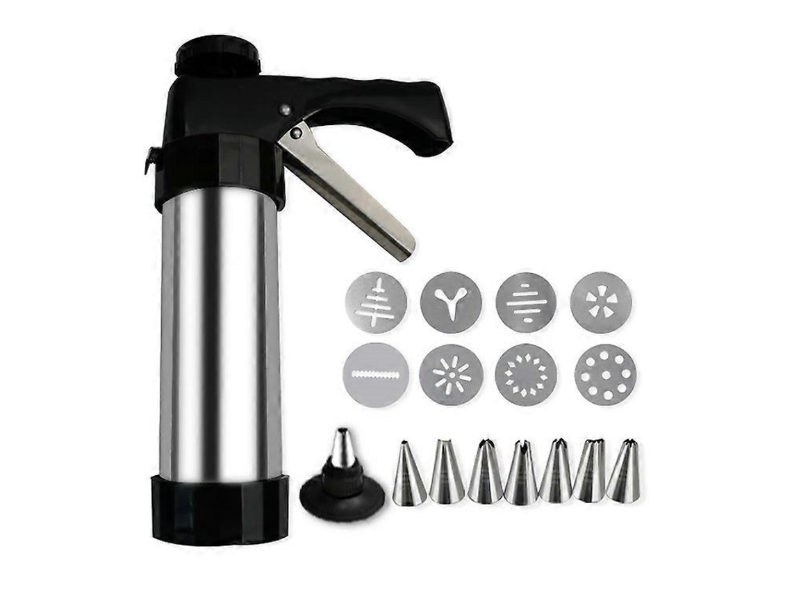 Conjunto Prensa E Pistola Biscoitos Aço Inox Com Ferramentas Decoração