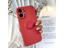 Capa Para Iphone 17 Pro Max Em Silicone Líquido Vermelho Camélia Com Anel Magnético Para Proteção Contra Quedas.