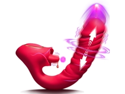 Vibrador Thrusting Dildo - Dildo 3 Em 1 Para Clitóris E Ponto G Com 7 Modos De Lambida De Língua, Vibração E Impulso, Estimulador Anal E Plug Anal