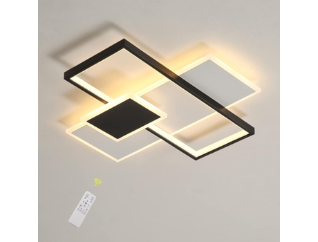 Lâmpada de Teto Quadrado Único Led Dimmable 2700K-6500K Iluminação de Teto com Controle Remoto de Teto Preto e Branco 50Cm para Sala GOECO