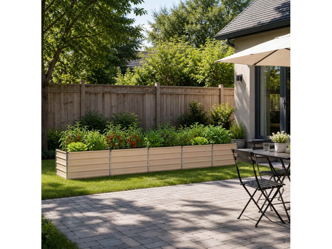 Vidaxl Cama De Jardim Elevada Ivory 400 X 80 X 55 Cm