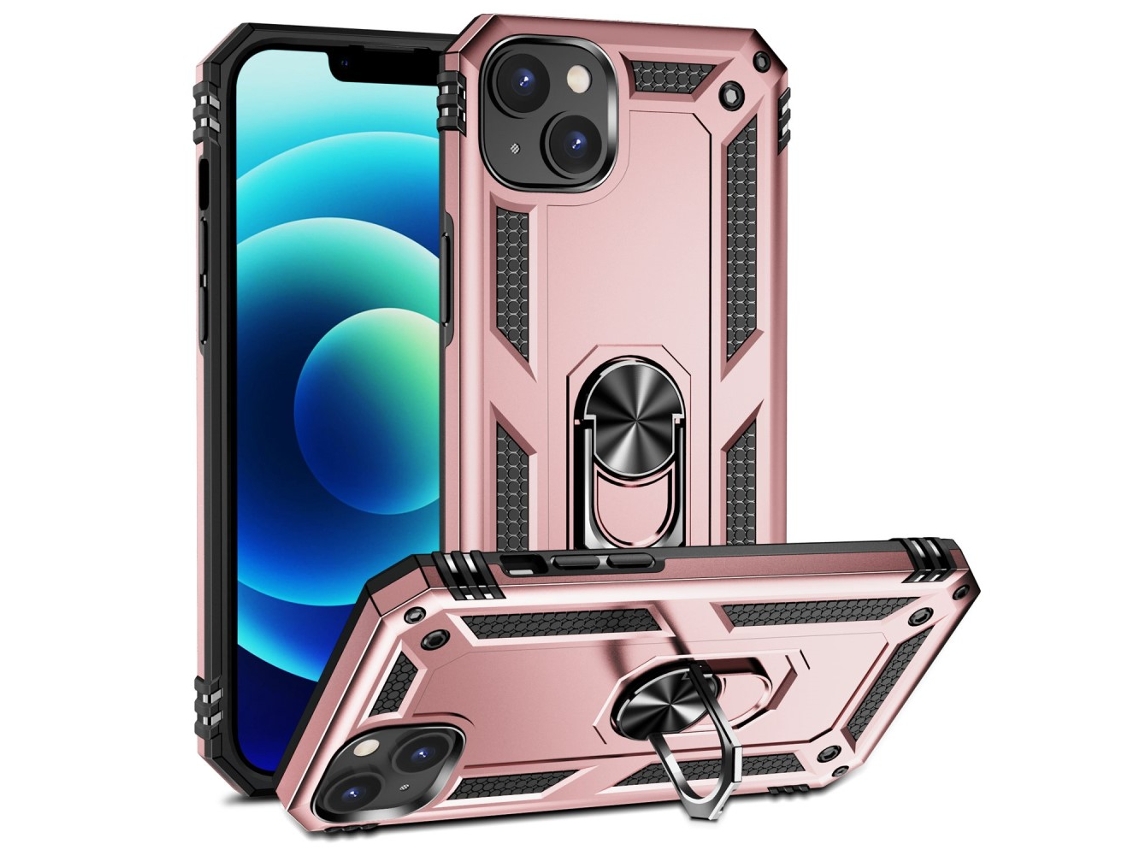 Suporte Casa Para Iphone 15 Plus Pele Sintética Magnética Rosa