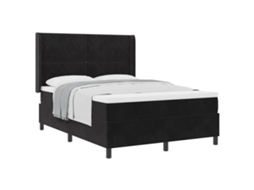 Cama Box Colchão Cabeceira Preto 140x190cm Veludo MAISON EXCLUSIVE