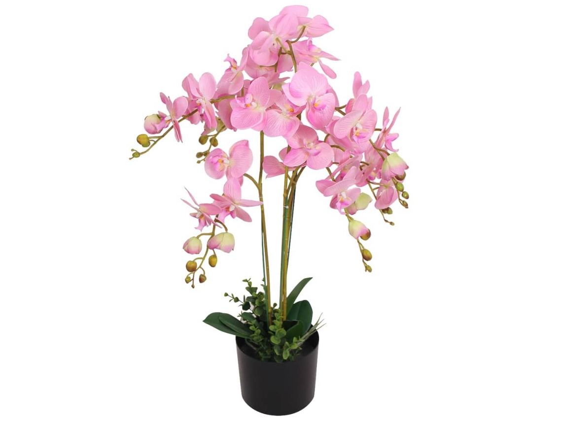 Vidaxl Planta Orquídea Artificial Com Vaso 75 Cm Rosa