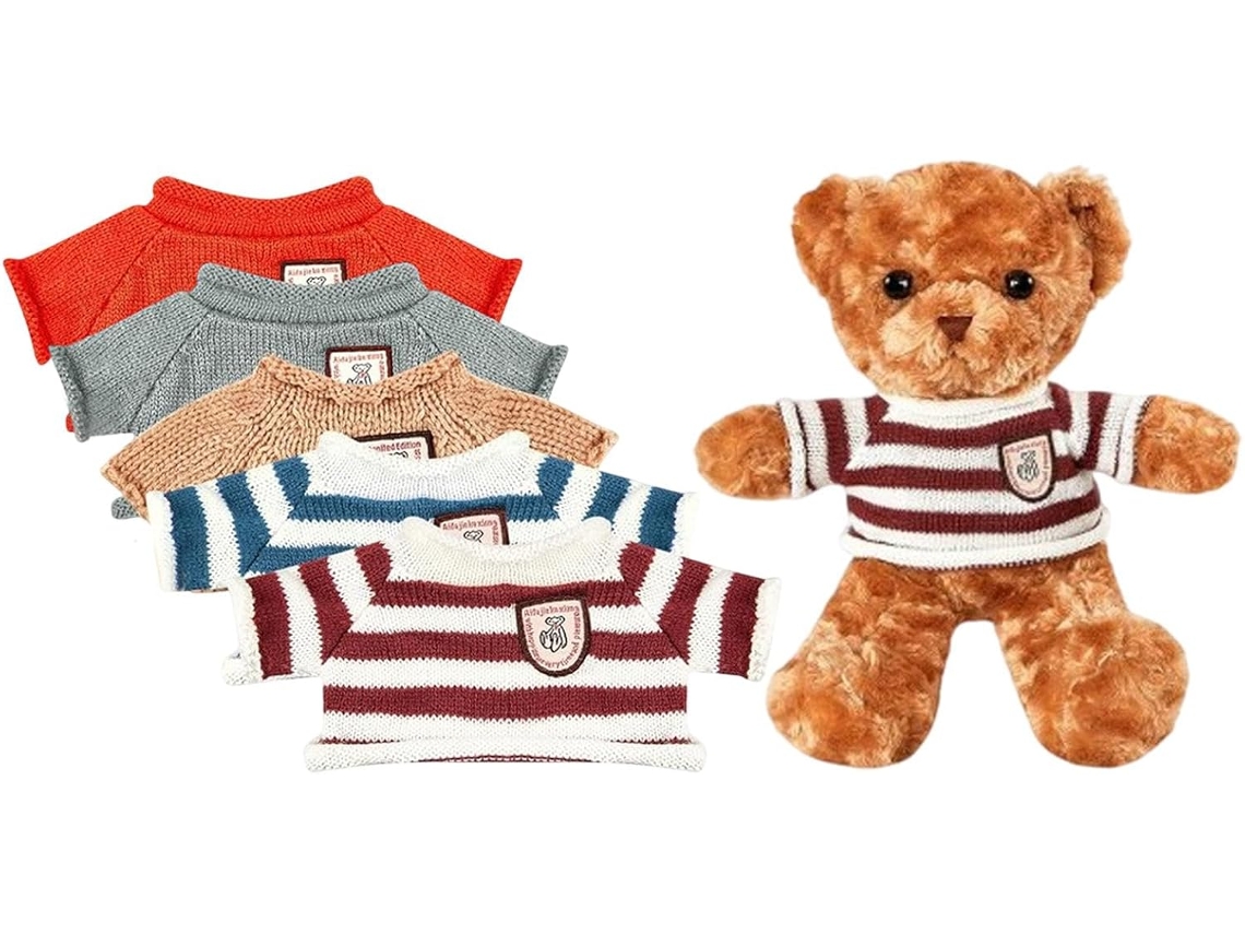 Urso De Pelúcia Com Roupas, Macio E Fofinho, 5 Conjuntos De Roupa Para