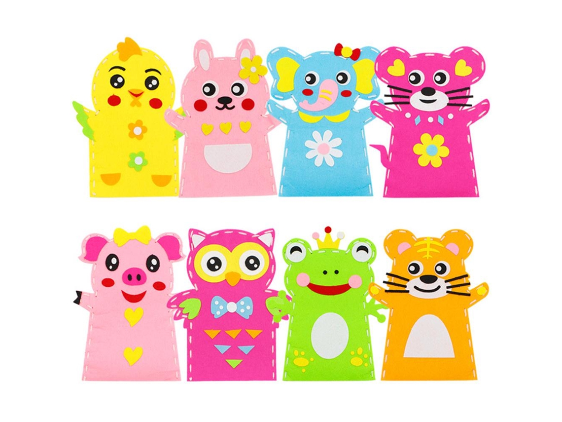 Mali kit de 8 Marionetes de Mão de Feltro Animais Diy para Crianças Brincadeira Educativa