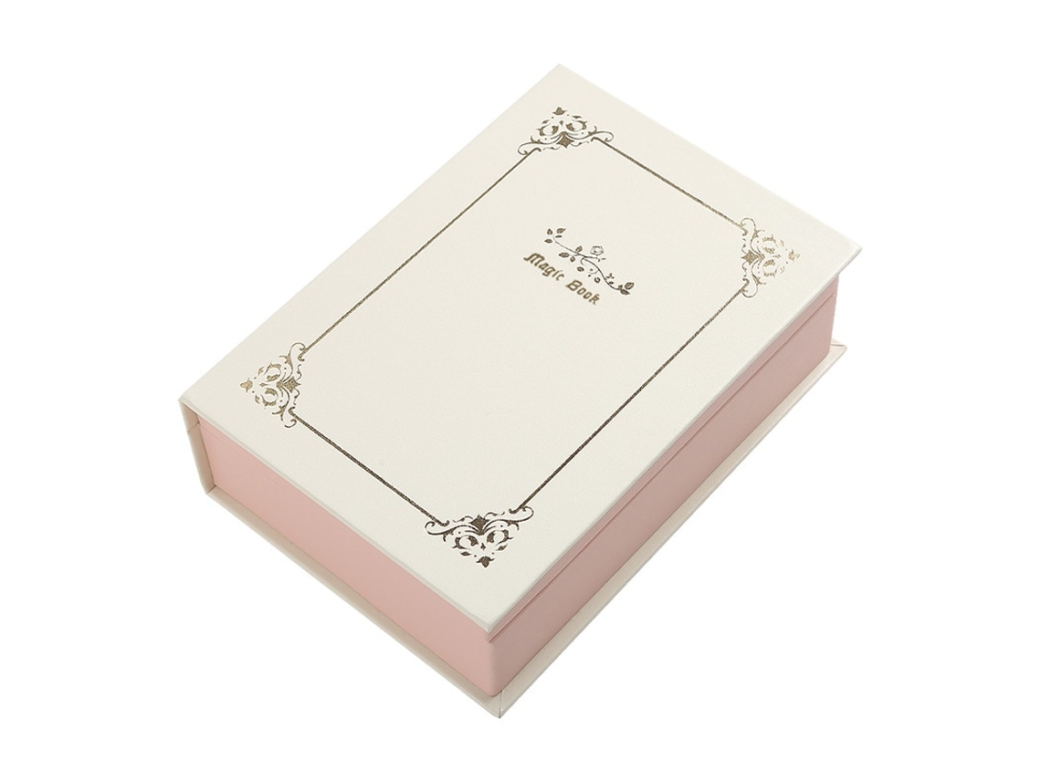 Caixa De Jóias Tipo De Livro 21x14.5x6cm Rosa / Branco