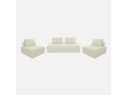 Sofá Modular Em Veludo Canelado, 4 Lugares, Creme