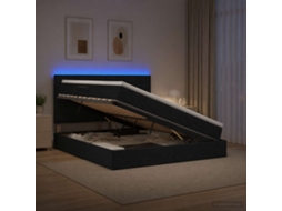 Vidaxl Cama De Armazenamento Led Com Colchão Preto 180 X 200 Cm Tecido