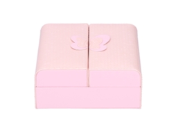 Caixa de joias couro Pu organizador colar brincos anel estilo fashion 15x15x6.5cm rosa S/MARCA