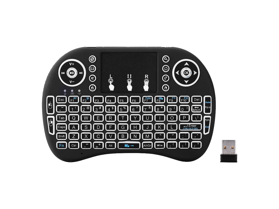 Teclado (sem Fio, Iluminado, Mouse A Ar, Touchpad, Controle Remoto)
